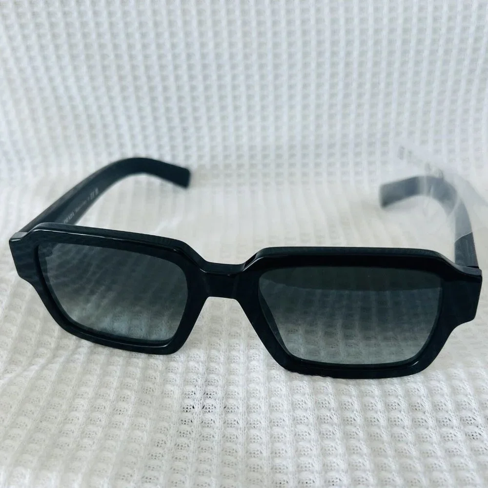 Prada PR 02ZS Square Sunglasses Black Plastic Dark Grey Gradient Silver Unisex - Picture 4 of 14